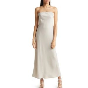 Strapless Matte Satin Bias Cut Gown - Size XL